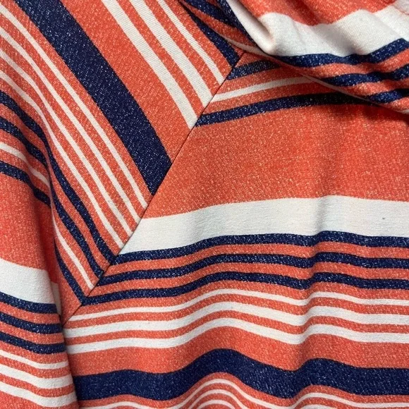 LulaRoe Striped Hooded Women's Top - Orange and Blue - Picture 2 of 5